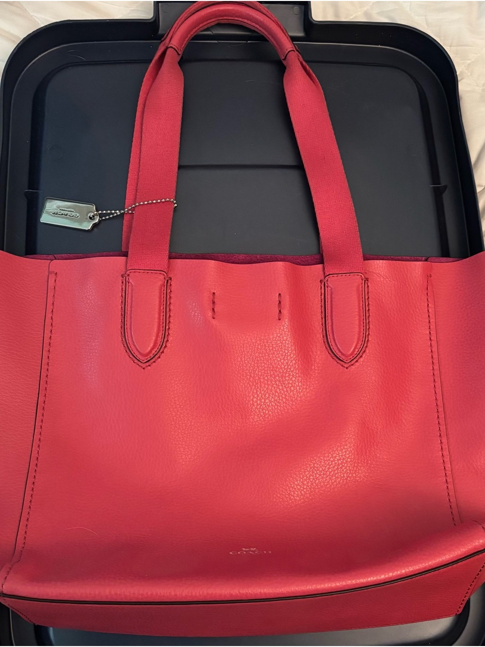 Coach Pink Leather Tote with Top Handles